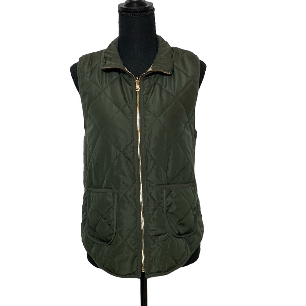 Market & Spruce Green Zip-Up Vest S